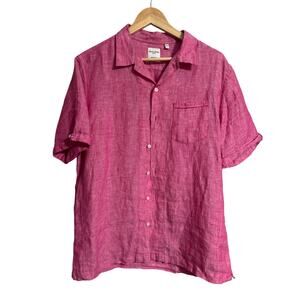 Baird McNutt Murano Slim Fit Linen Button Up Short Sleeve Shirt Large